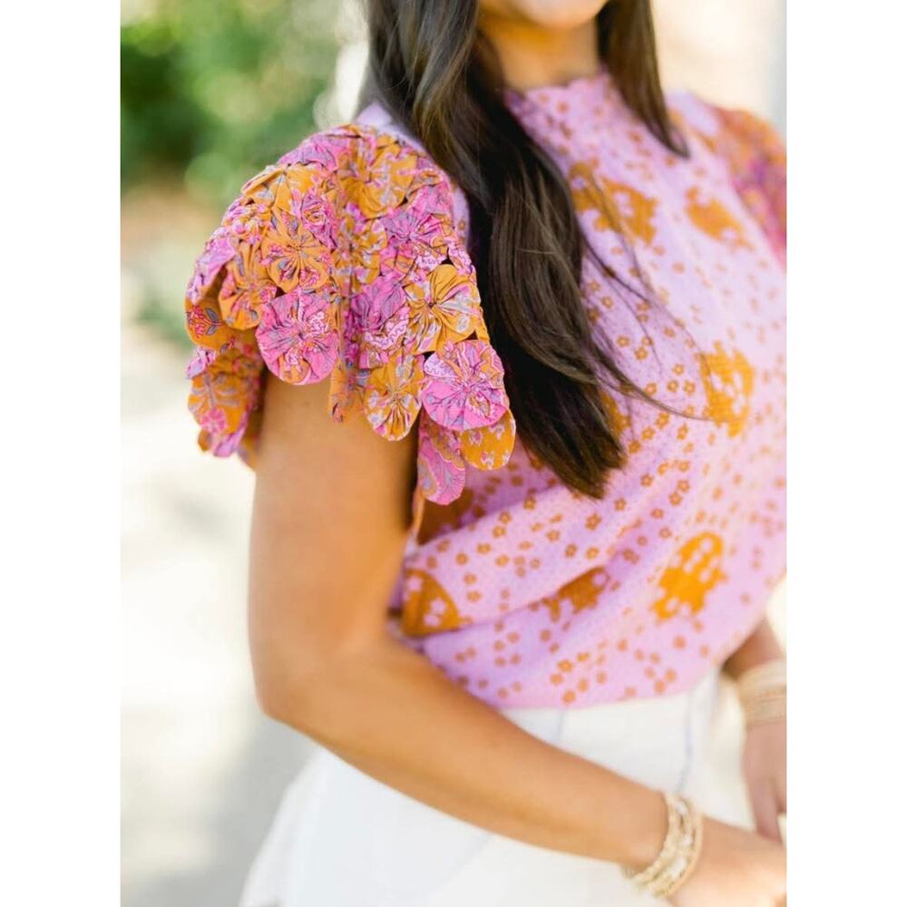 Thml Boho Cottagecore Retro Patchwork Ruffle-Neck… - image 6